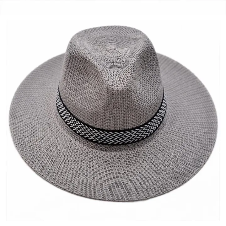 Farmer's%20Straw%20Hat%20Cuban%20Cap%20Panama%20Hat%20Short%20Brim%20Fedora%20Hat%20Sun%20Hat%20Summer%20Straw%20Jazz%20Hat%20Unisex%20Casual%20-%20Image%202