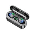 TWS F9 Wireless Earbuds Finger Touch Control Bluetooth 5.0 Earphone Noise Cancellation Music Headset with LED Display Lights Sport Headphones Built Mic. 