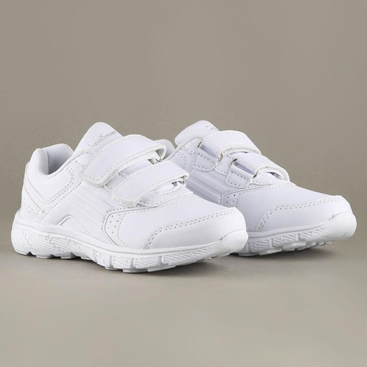 School White Pu Leather Junior Boy'S Shoe