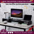 Monitor Stand Riser, Adjustable Screen Stand for Laptop Computer/TV/PC, Upgrade Length Desktop Organizer - Black & White.