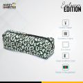 Pencil Pouch, White & Green, (9"x4"). 