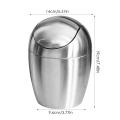 Mini Metal Waste Bin Desktop Garbage Basket Egg-shaped stainless steel trash can with removable Swing lid Dustbin Basket.