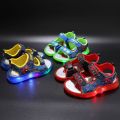 Disney Marvel Boys Girls Spider-Man Princess Led Light Up Luminous Sports Sandals Summer Kids Sandals Non-slip Toddler Shoes.