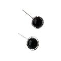 S925 sterling silver black agate stud earrings women's earrings high-end sense of light luxury simple earrings vintage style jewelry wholesale silver jewelry.