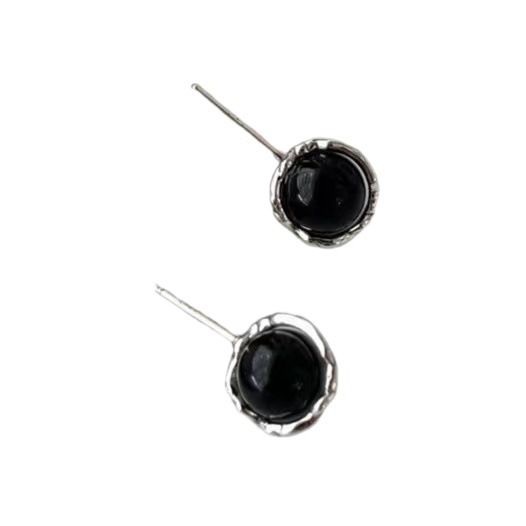 S925%20sterling%20silver%20black%20agate%20stud%20earrings%20women's%20earrings%20high-end%20sense%20of%20light%20luxury%20simple%20earrings%20vintage%20style%20jewelry%20wholesale%20silver%20jewelry%20-%20Image%205