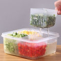 Refrigerator Storage Box 4 Grid Food Vegetable Fruit Storage Box Fridge Organizer Drain Basket Meat Onion Ginger Clear Crisper.