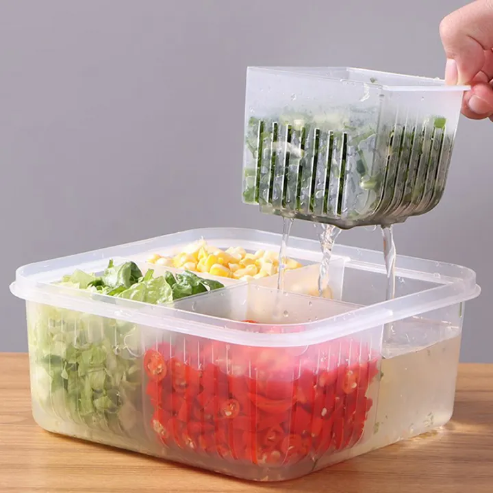 Refrigerator%20Storage%20Box%204%20Grid%20Food%20Vegetable%20Fruit%20Storage%20Box%20Fridge%20Organizer%20Drain%20Basket%20Meat%20Onion%20Ginger%20Clear%20Crisper%20-%20Image%207