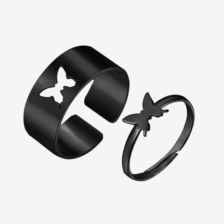 Butterfly Unique and Stylish King and Queen Couple Ring Set- 2Pcs