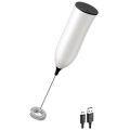 Milk Frother, USB Rechargeable Electric Milk Frother Stick Manual Handy Milk Frother for Coffee, Latte,Black+White Durable Easy Install Easy to Use. 