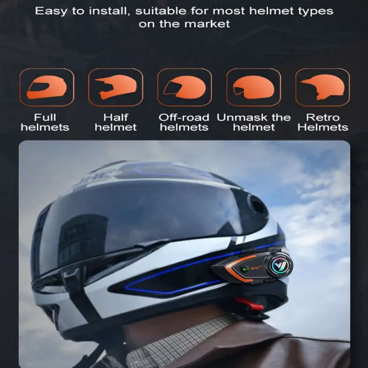 Y80%202X%20Motorcycle%20Bluetooth%205.3%20Helmet%20Intercom%20Headset%20Hands%20Free%20Call%20Wireless%20Waterproof%201000mAh%20Noise%20Reduction%20Earphones%20-%20Image%203