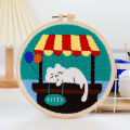 Punch Needle Starter Kit Animal Cat Floral Rug Hooking Beginner Set Adjustable Embroidery Pen Hoop for Kids Adults Craft Gift Vnce Lncei. 