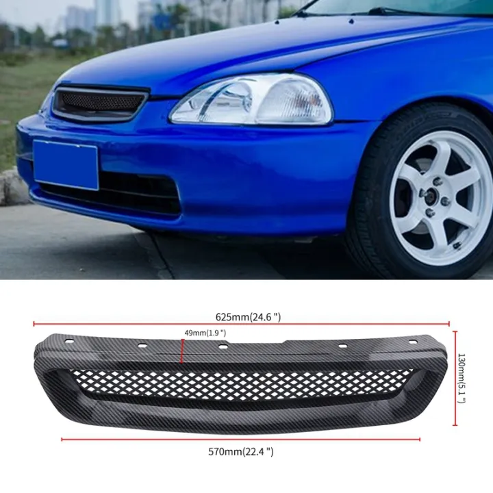 3X%20Car%20Carbon%20Fiber%20Mesh%20ABS%20Front%20Hood%20Grille%20Grill%20for%2096-98%20Honda%20Civic%20EJ/EK%20JDM%20Type%20R%20-%20Image%202