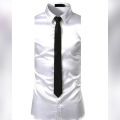 Black Slimfit Polyster Tie for Men. 