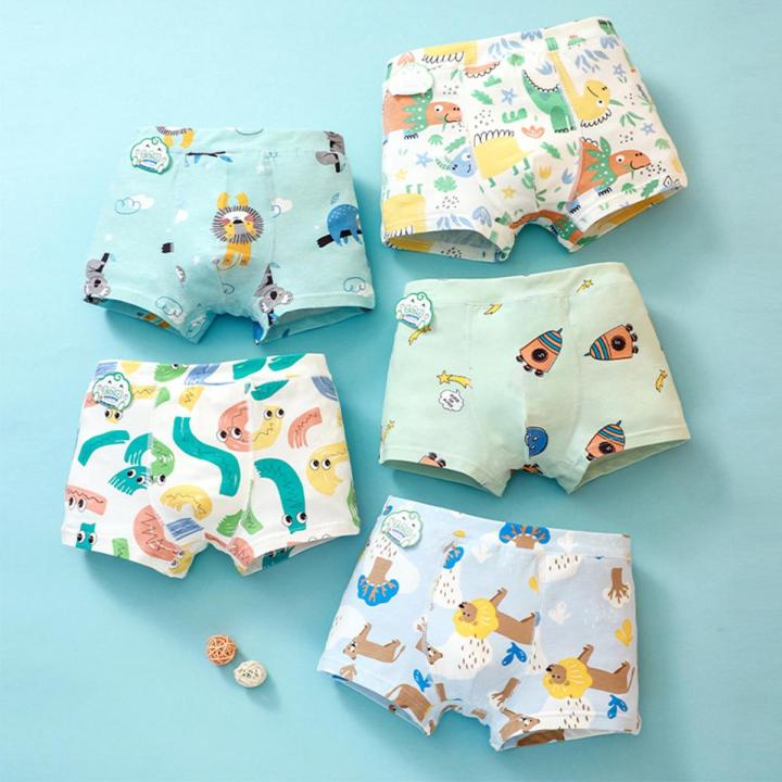 5pcs/lot Kids Boys Underwear Cartoon Children's Shorts Panties Teenagers Cotton Underpants Lions Cute Cartoon Patterns