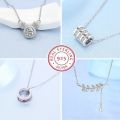 925 Sterling Silver Necklace For Women Round Pendent Sparkling Pave CZ Necklace Fashion Anniversary Birthday Jewelry Gifts N755.