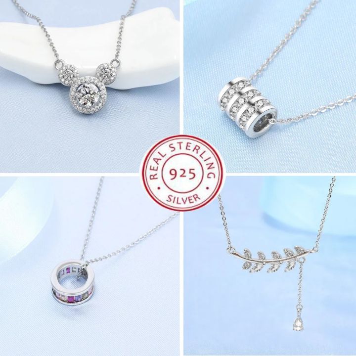925 Sterling Silver Necklace For Women Round Pendent Sparkling Pave CZ Necklace Fashion Anniversary Birthday Jewelry Gifts N755
