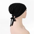 2 pis Women Under Scarf Hat Solid Hijab Cap Muslim Under Scarf Hijab Cap with Tie-Back Closure.