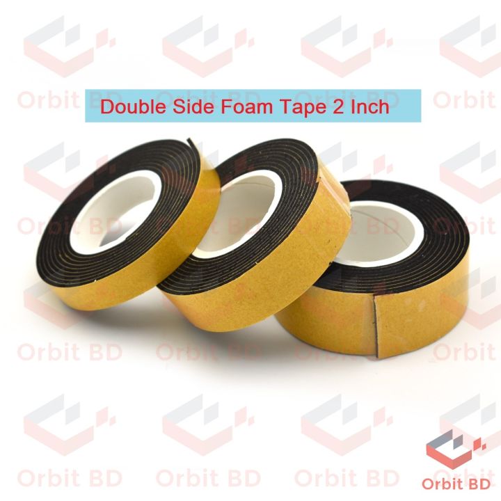 Foam Tape Black 2″ Inch 50mm Double Side Foam Gum Tape Both Side Gum Foam Tape Heavy Duty Double Sided Gum Foam Tape Black Color