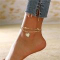 Bohemia Style Layered 26 Letter Heart Infinity Anklet For Women Summer Beach Initial Anklet On Foot Ankle Jewelry Travel Gift. 