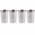 4 Pcs Polished 70ML Mini Stainless Steel SGlass Cup Drinking Glasses With Leather Cover Bag Portable Set.