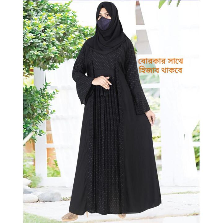 Irani stylish Party borka and hijab new design kuchi borka black colour borqa for women
