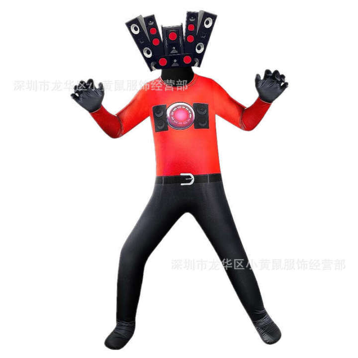 New speaker cosplay costume 3D printed adult and children's tight fitting long sleeved jumpsuit Halloween set