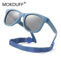 0-2 Years Baby Polarizrd Sunglasses with Belt Flexible Durable Square Silicone Frame Mirrored UV400 Lens Eyewear for Kids.