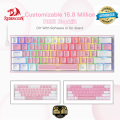 Redragon K617 Fizz 60% Wired HOT SWAPPABLE RGB Gaming Keyboard, 61 Keys Compact Mechanical Keyboard White and Pink Color Keycaps(RED SWITCH). 