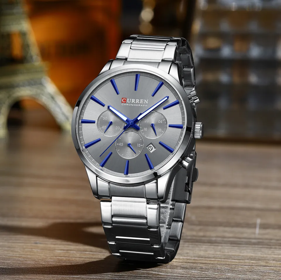 Curren silver chronograph watch on sale