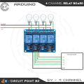 4 Channel 5V DC Relay Module. Isolated Relay Module With Screw Terminal For Arduino 4 Channels With Optocoupler Protection System for Electronics and DIY Project.. 