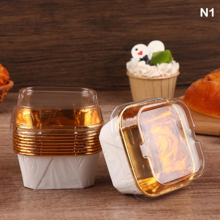 10Pcs Brown Letters Muffin Cupcake Paper Cups Square Cupcake