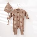 2 Pcs Newborn Baby Romper For 0-24M Organic Cotton Baby Jumpsuit + Hat Autumn Spring Winter Long Sleeve Baby Boy Girl Clothes. 