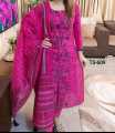 Exclusive Cotton Unstitched Skin Print High Quality Three Piece For Women - 3 Pice Dress. 