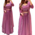 Georgette Embroidery Ready Made Party Koti Lehanga for Women.