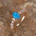 Rainbow White Fire Opal Ring Rose Gold Silver Color Small Moon Rings For Women Wedding Bands Oval Stone Engagement Ring Jewelry. 