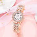 2Pcs Combo Fashion Watches & Bracelet Ladies Diamond Quartz Watch For Female Girl's. 