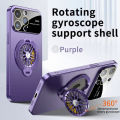 【Buried Buzie】Gyroscope Magnetic Stand Phone Case For iPhone 11 12 13 14 15 Pro Max Plus Lens Protection Frosted PC Rotatable Gyro Cover Funda. 