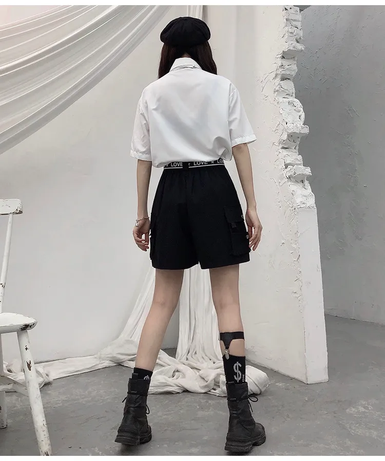 Shorts Womens Summer Straight Pink White Cargo Loose Bf High Waist