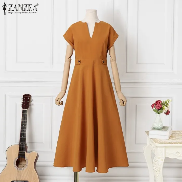 ZANZEA%20Summer%20Womens%20Festival%20Dress%20Tunic%20Sleeveless%20Ladies%20V%20Neck%20Party%20Cocktail%20Dress%20-%20Image%206