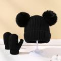 Simple Hat Mittens High Elasticity Solid Color Baby Girls Boys Kids Beanie Cap Gloves Kit Soft Hat Glove Set for Outdoor.