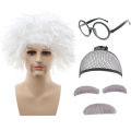 Amazon cosplay Einstein wigs white braid corn whiskers old professor exploding head wigs. 