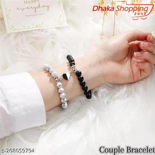 Dhaka Glory Heart Magnetic Bracelets for Couples (2 Piece)/baslit/Couple Bracelet Astronaut Small Rubber Band to Send Girlfriend Boyfriend Magnet Stone Bell Bracelet Knotted Head Rope
