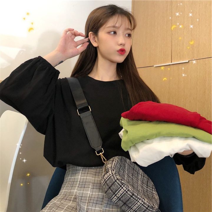 2023%20New%20Autumn%20Korean%20Style%20Loose%20ins%20Preppy%20Style%20Lantern%20Sleeve%20Thin%20Long%20Sleeve%20T%20T-shirt%20Women's%20Student%20Shirt%20Fashion%20-%20Image%208