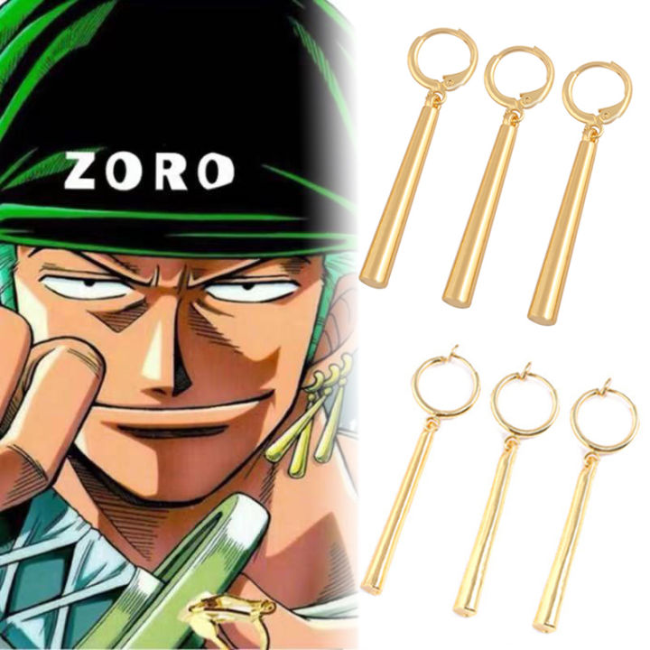 Anime One Piece Earrings Roronoa Zoro Ear Clips Stud Halloween Fashion Cosplay Accessory