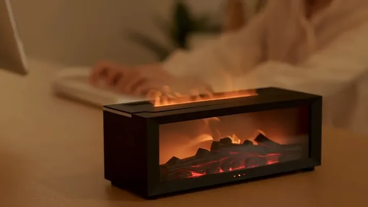 Fire Box Flame Humidifier & Aroma Diffuser with 7 Color LED Lights ...