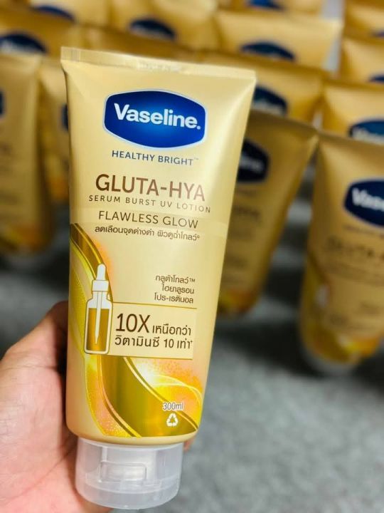 Vaseline%20Healhy%20Bright%20Flawless%20Glow%20Gluta%20Hya%20Serum%20Burst%20UV%20Body%20Lotion%20300ml%20(%20Thailand%20)%20-%20Image%204