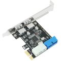 USB 3.0 PCI-E Expansion Card Adapter 2 Port USB3.0 Hub Internal 19pin 19 pin Header USB 3 to PCIE PCI express adapter Card. 