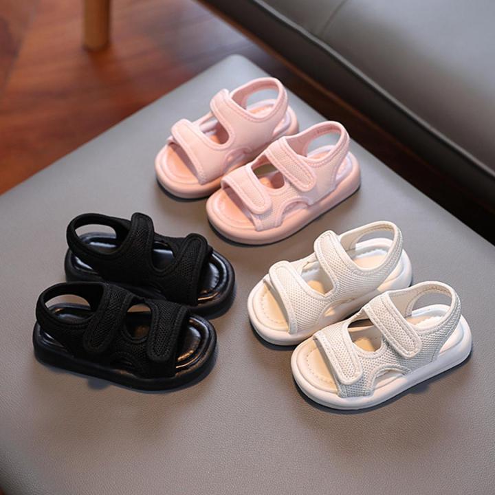 GC Baby Girls Boys Sandals Anti-slip Soft Sole Beach Shoes Mesh Solid Color Lightweight Sandals For 1-4 Years Old Kids