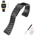Watch Band for Casio F-91W F105 F108 A158W A168 AE1200 AE1300Good product Replacement Watchstrap Metal Band 18mm Stainless Steel Strap.