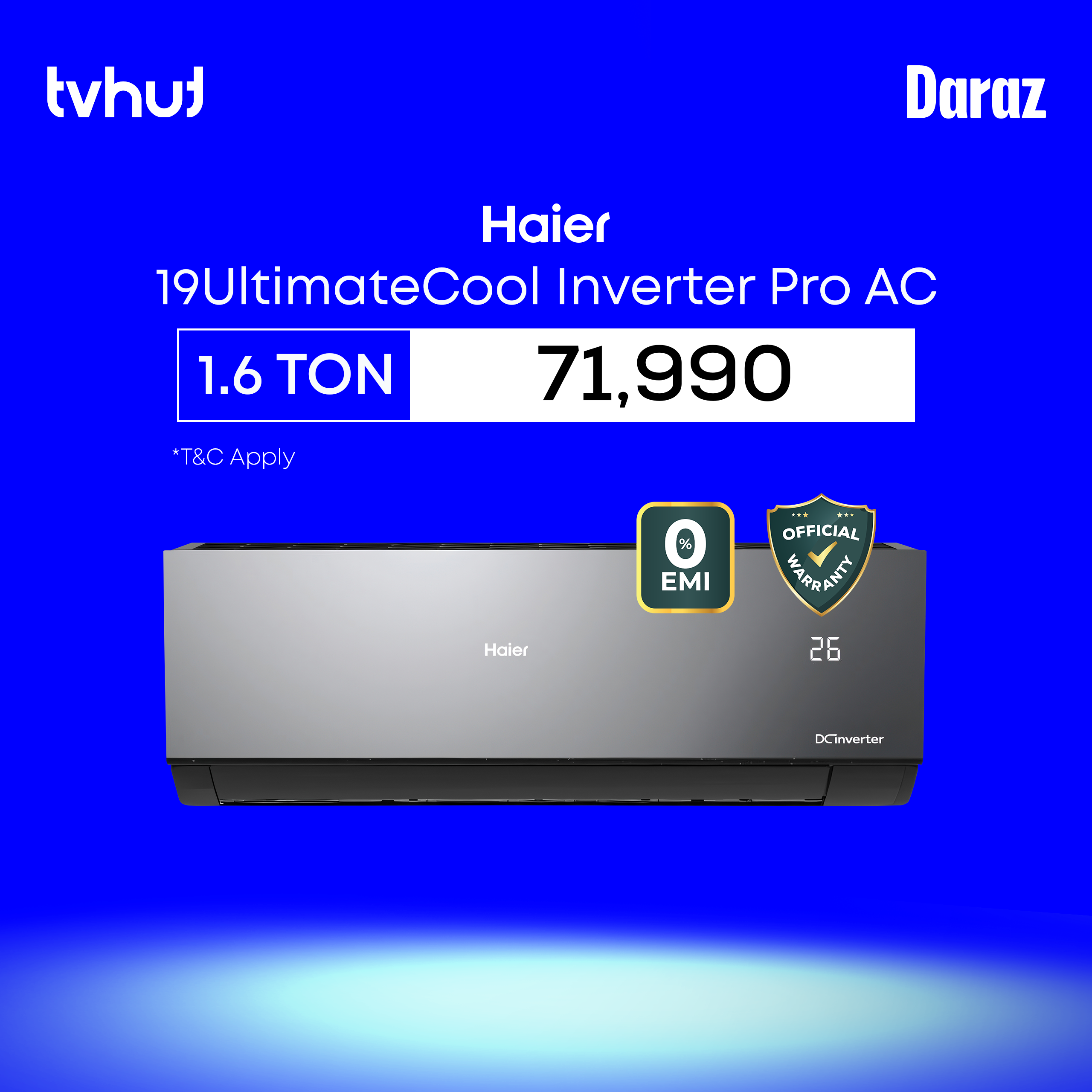 Haier 19UltimateCool 1.6 Ton Inverter Pro AC With Official Warranty